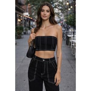 BY.DYLN Cooper Crop Corset in Black Strapless Top Size M NWOT